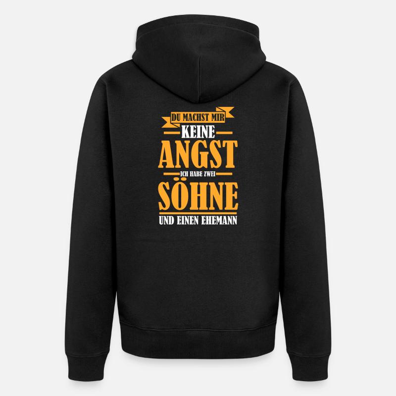 Mama Ehemann 2 Söhne Geschenk - Unisex Premium Bio Zip Hoodie - Schwarz