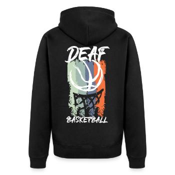 Deaf Ball Basketball Gift Deafball - Unisex Premium Organic Zip Hoodie - black - Back - Nico (187cm)