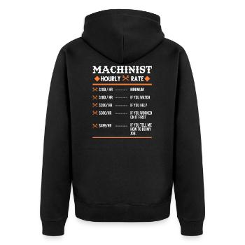 Maschinist Bearbeitung Machinist Geschenk - Unisex Premium Bio Zip Hoodie - Schwarz - Hinten - Nico (187cm)