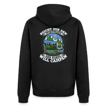 Reicht mir den Wohnwagen der König will Campen - Unisex Premium Bio Zip Hoodie - Schwarz - Hinten - Nico (187cm)