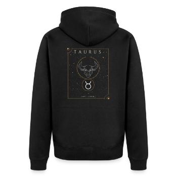 Zodiac Taurus - Unisex Premium Organic Zip Hoodie - black - Back - Nico (187cm)