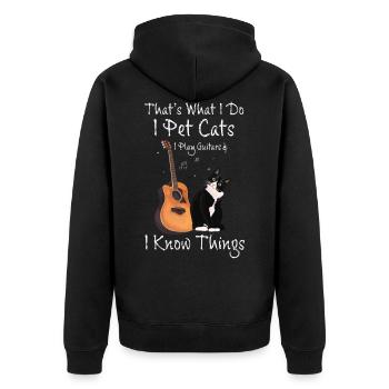 That's What I Do Katzen Liebhaber Gitarren Spruch - Unisex Premium Bio Zip Hoodie - Schwarz - Hinten - Nico (187cm)