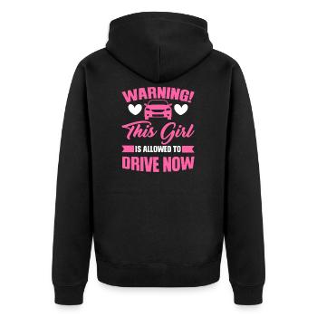 Driver's License Girl Driving Driver's License Gift - Unisex Premium Organic Zip Hoodie - black - Back - Nico (187cm)