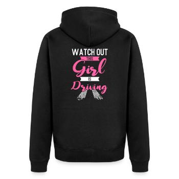 Driver's license Girl Driving Girl Driver's License - Unisex Premium Organic Zip Hoodie - black - Back - Nico (187cm)