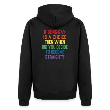 Schwul Homosexuell LGBT Geschenk - Unisex Premium Bio Zip Hoodie - Schwarz - Hinten - Nico (187cm)