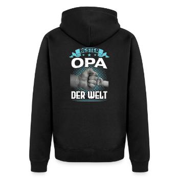 Opa Großvater Enkelkind Geschenk - Unisex Premium Bio Zip Hoodie - Schwarz - Hinten - Nico (187cm)