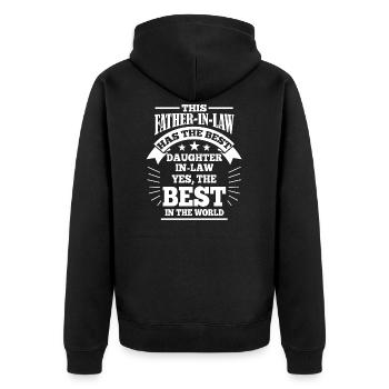 Schwiegervater & Schwiegertochter - Unisex Premium Bio Zip Hoodie - Schwarz - Hinten - Nico (187cm)