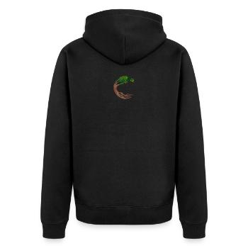 Round Tree Circular World Tree - Unisex Premium Organic Zip Hoodie - black - Back - Nico (187cm)