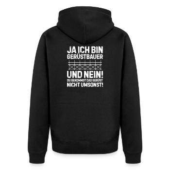 Ja ich bin Gerüstbauer Geschenk Gerüster Beruf - Unisex Premium Bio Zip Hoodie - Schwarz - Hinten - Nico (187cm)