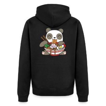 Panda Eating Ramen - Unisex Premium Organic Zip Hoodie - black - Back - Nico (187cm)