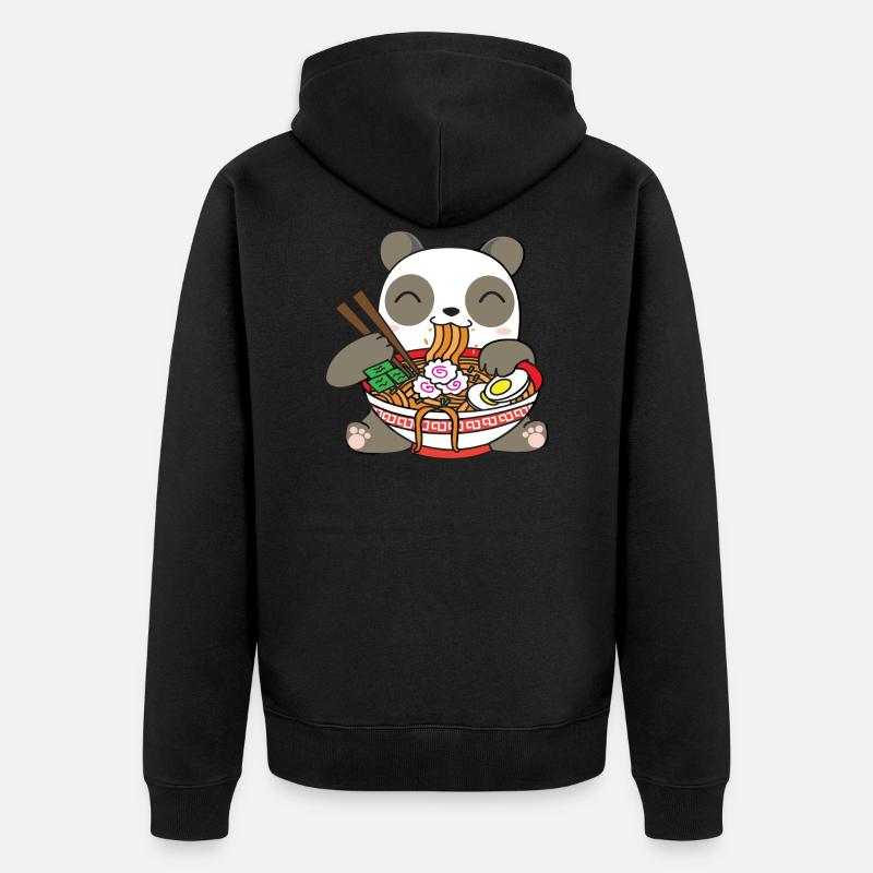 Panda mangeant ramen - Veste à capuche bio Premium Unisexe - noir