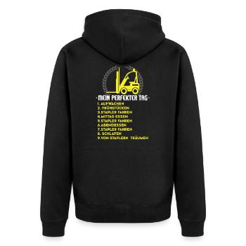 Stapler Gabelstapler Fahrer Geschenk - Unisex Premium Bio Zip Hoodie - Schwarz - Hinten - Nico (187cm)