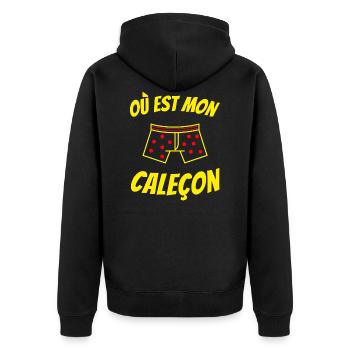 Où est mon caleçon - caleçon à pois - Veste à capuche bio Premium Unisexe - noir - Dos - Nico (187cm)