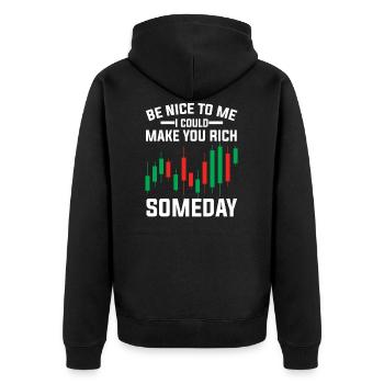 Trading Trader Geld Investor Aktien Markt - Unisex Premium Bio Zip Hoodie - Schwarz - Hinten - Nico (187cm)