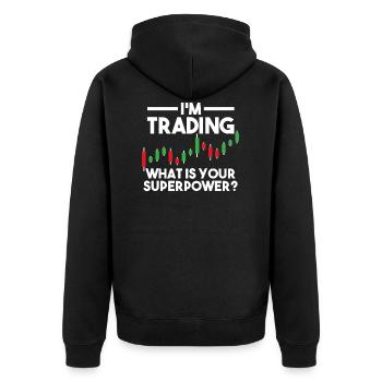 Trading Trader Investor Forex Aktien Geschenk - Unisex Premium Bio Zip Hoodie - Schwarz - Hinten - Nico (187cm)