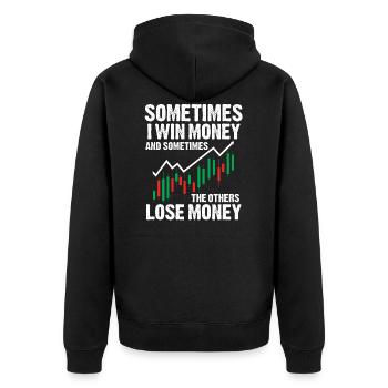 Trading Geld Investieren Trader Markt - Unisex Premium Bio Zip Hoodie - Schwarz - Hinten - Nico (187cm)