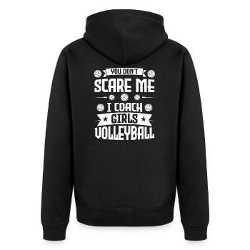 Frauen Volleyball Trainer Geschenk - Unisex Premium Bio Zip Hoodie - Schwarz - Hinten - Nico (187cm)