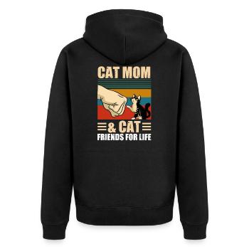 Katze Mom & Cat Lover Katze Mom Geschenk - Unisex Premium Bio Zip Hoodie - Schwarz - Hinten - Nico (187cm)