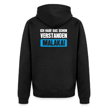 Malaka Griechisch Griechenland Geschenk - Unisex Premium Bio Zip Hoodie - Schwarz - Hinten - Nico (187cm)