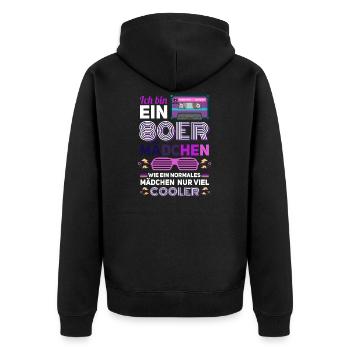80er Mädchen 80er Jahre 1980er Jahre Geschenk - Unisex Premium Bio Zip Hoodie - Schwarz - Hinten - Nico (187cm)