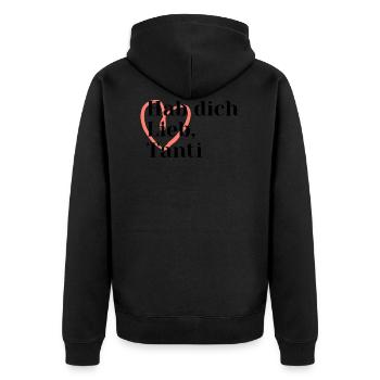 Tante Aunt Geschenk Beste Tanti - Unisex Premium Bio Zip Hoodie - Schwarz - Hinten - Nico (187cm)