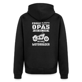 Opa Motorrad Bart Grandpa Motorrad Geschenk - Unisex Premium Bio Zip Hoodie - Schwarz - Hinten - Nico (187cm)