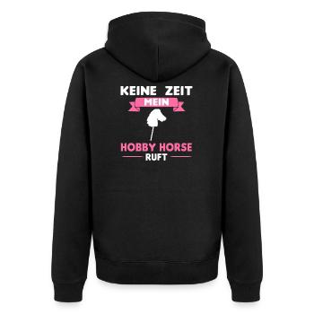 Hobby Horsing Hobby Horse Steckpferd Geschenk - Unisex Premium Bio Zip Hoodie - Schwarz - Hinten - Nico (187cm)