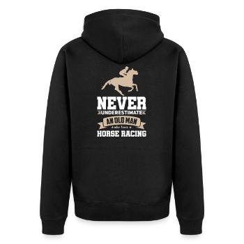 Horse Racing Old Man Horse Race Horse Race - Unisex Premium Organic Zip Hoodie - black - Back - Nico (187cm)