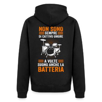 Schlagzeug Drumsticks Trommeln Drummer Musiker - Unisex Premium Bio Zip Hoodie - Schwarz - Hinten - Nico (187cm)