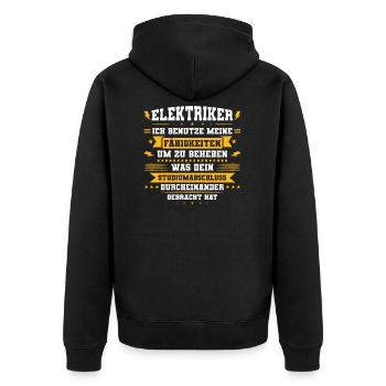 Elektriker Handwerker Elektrizität Geschenk - Unisex Premium Bio Zip Hoodie - Schwarz - Hinten - Nico (187cm)