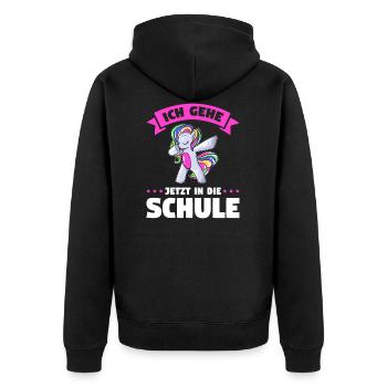 Schulkind Schulanfang Schulanfänger Schultüte - Unisex Premium Bio Zip Hoodie - Schwarz - Hinten - Nico (187cm)