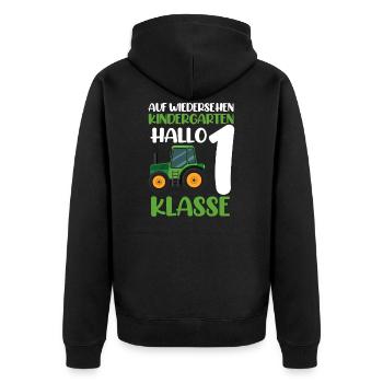 Schulkind Traktor Einschulung Geschenk - Unisex Premium Bio Zip Hoodie - Schwarz - Hinten - Nico (187cm)