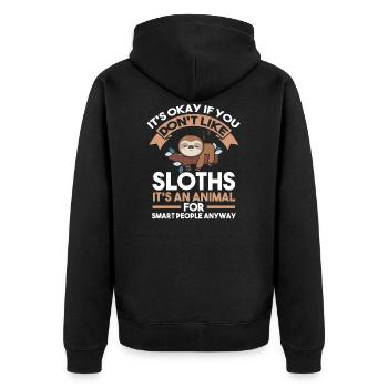 Faultier Faul Tier Faultiere Langweilig Geschenk - Unisex Premium Bio Zip Hoodie - Schwarz - Hinten - Nico (187cm)