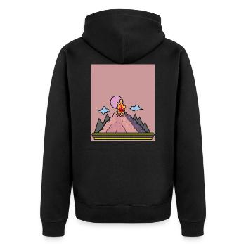 Vulkanausbruch Supervulkan Eruption Lava - Unisex Premium Bio Zip Hoodie - Schwarz - Hinten - Nico (187cm)