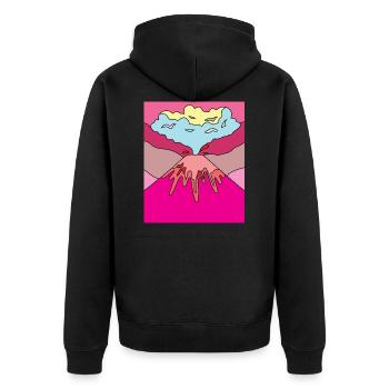 Vulkanausbruch Supervulkan Eruption Lava - Unisex Premium Bio Zip Hoodie - Schwarz - Hinten - Nico (187cm)