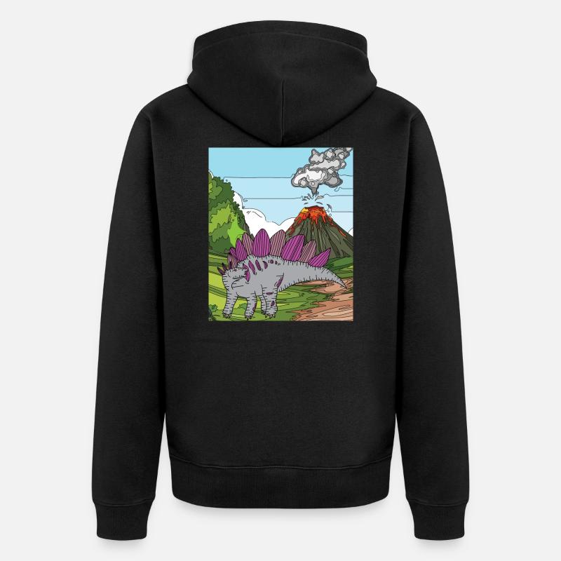Heure Dino Éruption volcanique Nature - Veste à capuche bio Premium Unisexe - noir