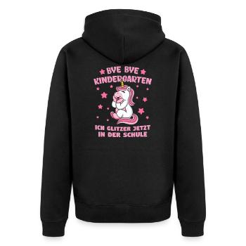 Schulkind Schulanfang Schulanfänger Schultüte - Unisex Premium Bio Zip Hoodie - Schwarz - Hinten - Nico (187cm)
