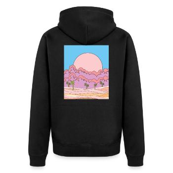 Retro Sun Sandstorm in the Desert - Unisex Premium Organic Zip Hoodie - black - Back - Nico (187cm)