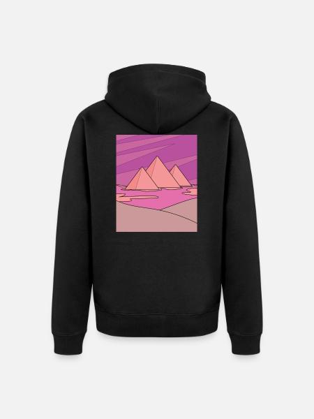 Retro Pyramid Desert Sun - Unisex Premium Organic Zip Hoodie - black
