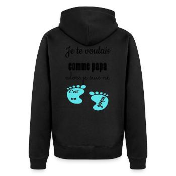 Je te voulais comme papa alors je suis né - Veste à capuche bio Premium Unisexe - noir - Dos - Nico (187cm)
