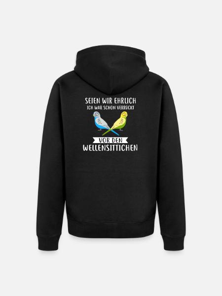 Perruche ondulée perlée ondulée - Veste à capuche bio Premium Unisexe - noir