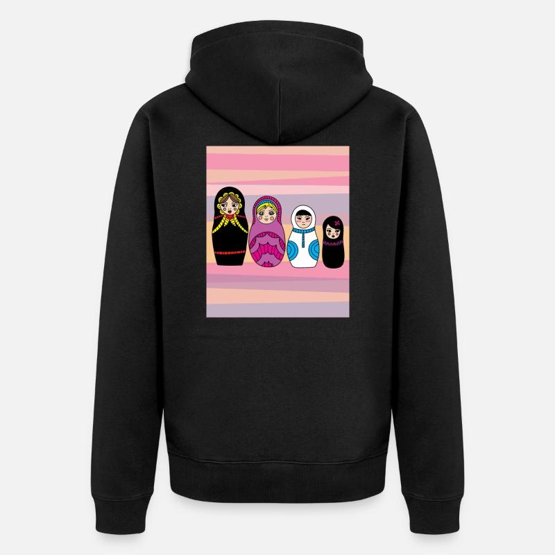 Babouchka poupées russes - Veste à capuche bio Premium Unisexe - noir