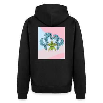 Vintage Blumen Orchideen Bunt - Unisex Premium Bio Zip Hoodie - Schwarz - Hinten - Nico (187cm)