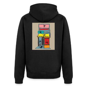 Scorpios Retro Environment Zodiac Sign - Unisex Premium Organic Zip Hoodie - black - Back - Nico (187cm)