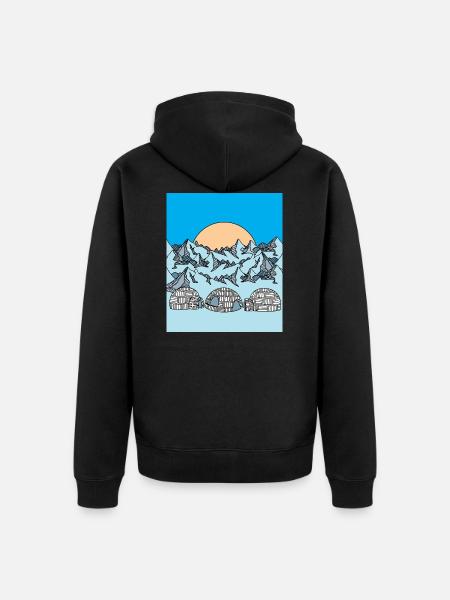 Igloo Snow and ice landscape - Unisex Premium Organic Zip Hoodie - black