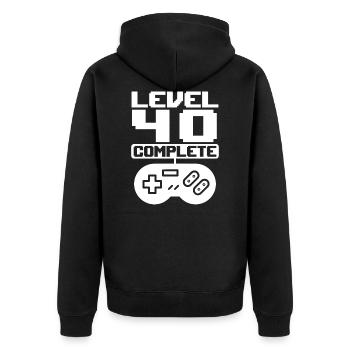 40ème anniversaire Niveau 40 Complete Retro Gamer - Veste à capuche bio Premium Unisexe - noir - Dos - Nico (187cm)