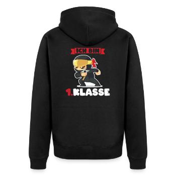 Ich bin 1.Klasse Schulanfang schulbeginn Geschenk - Unisex Premium Bio Zip Hoodie - Schwarz - Hinten - Nico (187cm)