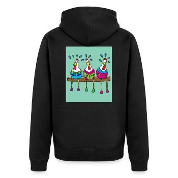 Crazy chickens funny chicken - Unisex Premium Organic Zip Hoodie - black - Back - Nico (187cm)