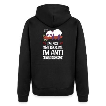 Lazy Panda Pandas Panda Bear Sweet Gift - Unisex Premium Organic Zip Hoodie - black - Back - Nico (187cm)