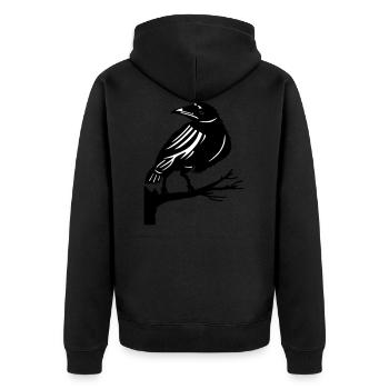 Rabe auf einem Baum Krähe Vogel Baum - Unisex Premium Bio Zip Hoodie - Schwarz - Hinten - Nico (187cm)